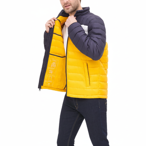 Polyester Canvas Winter Puffer <b>Mandarin</b> <b>Collar</b> <b>Jacket</b> Man Wholesale Zipper Pocket Windproof Hooded Plus Size Casual Customizable - Product Image 1