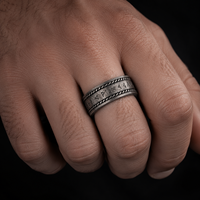 Bague large en acier inoxydable style viking vintage avec runes, bijoux de mythologie nordique, gothique antique, pour hommes, vente en gros