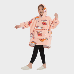 Fábrica promocional invierno cálido Sherpa polar diseños personalizados cómodo de gran tamaño usable con capucha manta para niños - Product Image 6