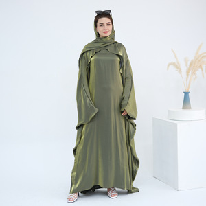 2025 vestido Abaya abierto elegante para <span class=keywords><strong>mujer</strong></span>, <span class=keywords><strong>traje</strong></span> árabe islámico de manga larga informal, estilo modesto musulmán <span class=keywords><strong>tradicional</strong></span> con bufanda - Product Image 3