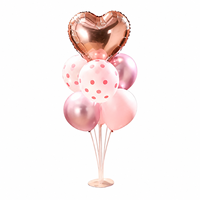 Kit de décoration de fête avec ballon en aluminium jetable en forme de cœur et support en plastique pour anniversaire et Saint-Valentin