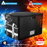 Boîte de rangement ignifuge noire avec serrure pour bureau à domicile, sac ignifuge portable pour suspendre les lettres/dossiers légaux
