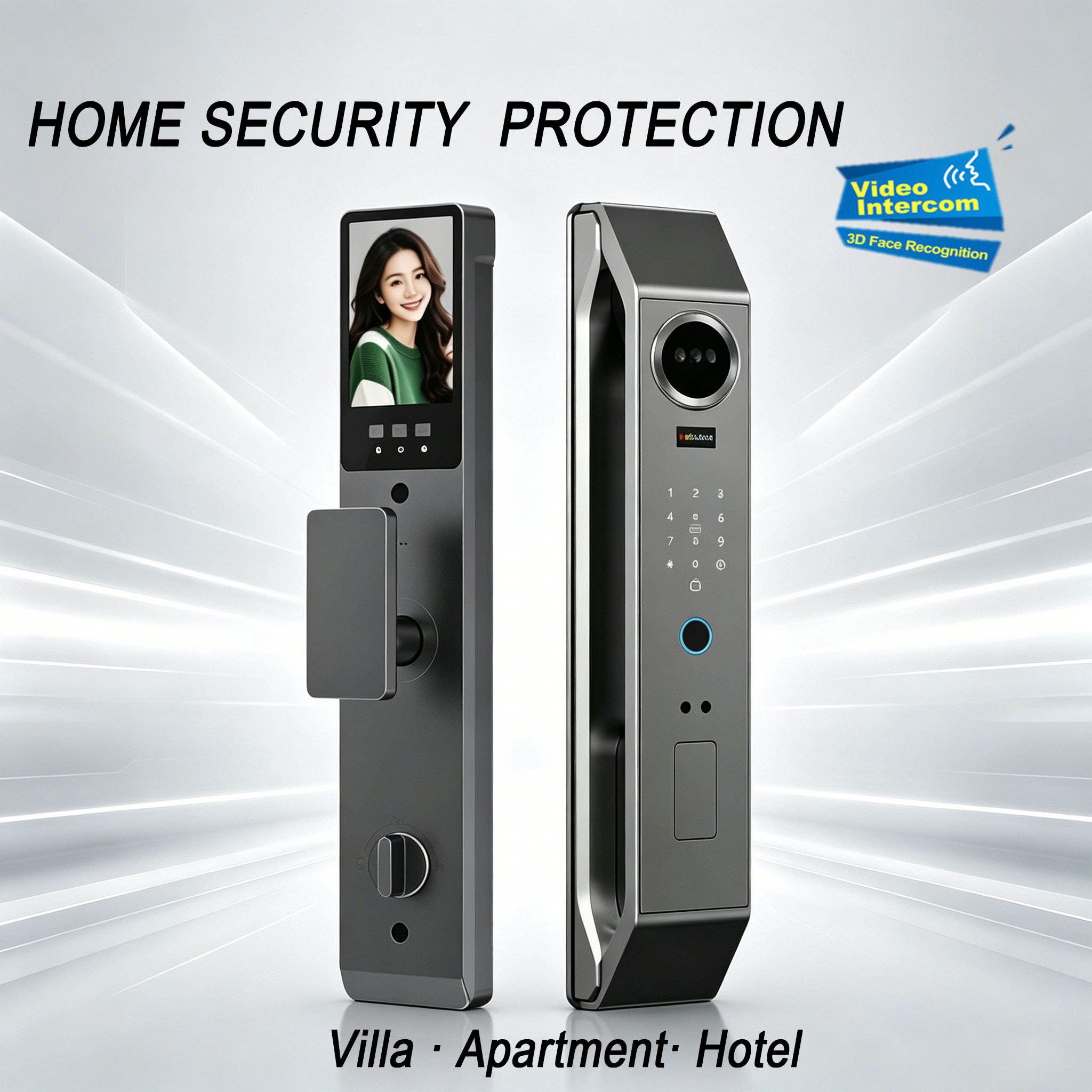 Tuya WiFi Automatic Smart Door Lock 3D Face Recognition Fingerprint Access Video Intercom Waterproof Front Panel Electronic Lock · image 4