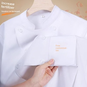 Vêtements <span class=keywords><strong>de</strong></span> chef pour hommes pour le commerce extérieur transfrontalier, vestes à double rangée, couleur unie, manches longues ou courtes, logo <span class=keywords><strong>personnalisé</strong></span> en relief - Product Image 2