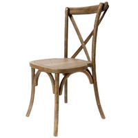 Chaise en bois durable à dossier croisé empilable pour mariage, événement, restaurant en plein air, lieu de réception