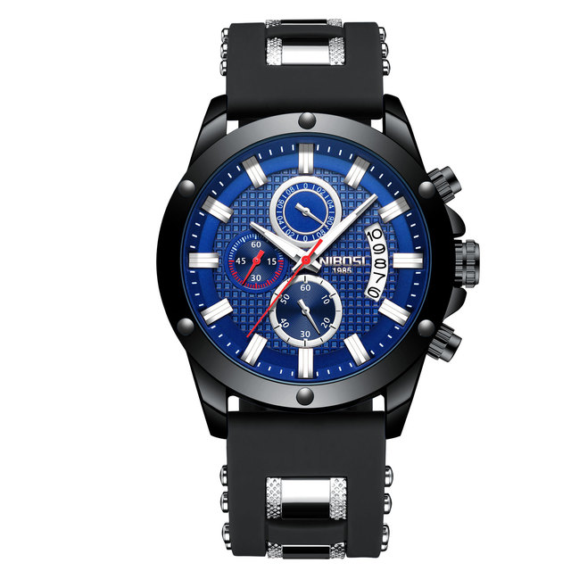 NIBOSI 2333 Men Chronograph Analog Quartz Watch Date Watch Top Brand Luxury Silicone Watch