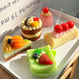 Torta di simulazione Kawaii TPR artigianato finti accessori per la casa delle bambole giocattolo di decompressione per spremere Cheesecake Squishy - Product Image 1