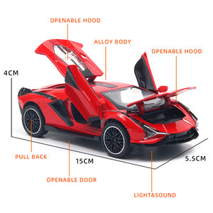 YZMODEL Modellino Auto in Scala 1/32 FKP 37 Hypercar, con Luci e Suoni, Porte Apribili, in Metallo, a Trazione Posteriore, con Batteria al Litio - Product Image 2