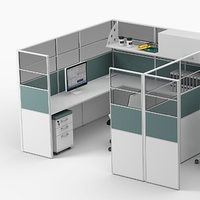 Ensemble complet de mobilier de bureau exécutif moderne convertible, cloison modulaire insonorisée pour poste de travail commercial 6 places