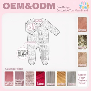 Combinaison Bébé Entièrement Zippée à Pieds Intégrés, Motif Floral Vintage Léopard et Fleurs Petites, Bordure Volantée, Respirante, Vêtement de Nuit pour Tout-Petits, Tenue Quotidienne et Photo - Product Image 2