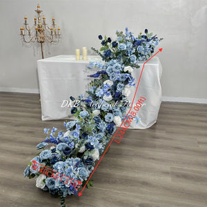 DKB Wholesale - Chemin de table bleu artificiel pour décoration de mariage et de fête, avec fleurs pour allées de mariage - Product Image 2