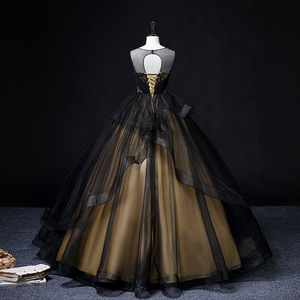 Evening Gown Ball Gown Sweetheart Neckline Black Chiffon Puffy Skirt Women's Formal Dress for Banquet Stage Performance - Product Image 2