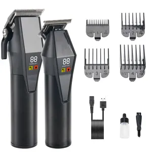 PRITECH Fabricante Profesional Barber Clipper Set Inalámbrico USB Recargable Eléctrico Hair Trimmer Set Acero Inoxidable 3 Horas