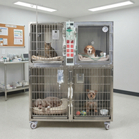 Professionele medische roestvrijstalen dieren-ICU zuurstofkooi met meerdere verdiepingen voor katten en honden