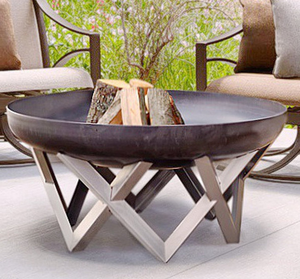 Large <strong>Outdoor</strong> Stainless <strong>Steel</strong> Fire Pit Bowl - Patio &amp; Garden <strong>Fireplace</strong> with Wood Burner - Product Image 5