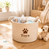 Panier de rangement en corde de coton rond tressé pour chambre à coucher et bureau – Design gain de place