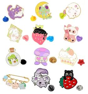 Wholesale Japan Cute Glitter Anime Cartoon Clothes Pin Badge Personalized Custom Spinner Metal Pins Hard Enamel Pin