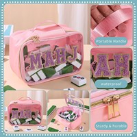 Sac de rangement rose imperméable pour Mahjong américain, pochette à fermeture éclair violette moelleuse avec patch lettre MAHJ, organisateur de tuiles mini portable personnalisé