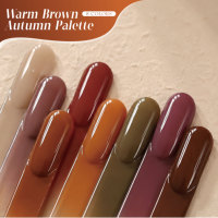 Kit de vernis à ongles gel HEMA Free TPO Free, tons chauds marron, collection Automne Hiver, Maillard, Café, Caramel, Nude, Soak-off UV, compatible OEM
