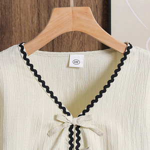 2025 vestido con cuello en V silueta <span class=keywords><strong>abrigos</strong></span> de manga larga faldas con volantes trajes de dos piezas para <span class=keywords><strong>chicas</strong></span> <span class=keywords><strong>adolescentes</strong></span> ODM niños - Product Image 3