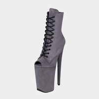Nouvelles Bottes à Plateforme pour Femmes en Faux Daim avec Fermeture Éclair, Talons Hauts de 23 cm/9 Pouces, Style Moderne, pour Soirée, Danse sur Barre, Automne/Hiver