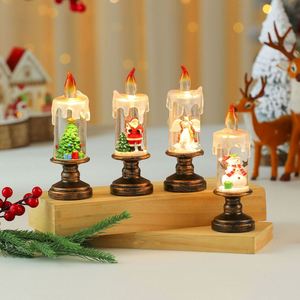 Custom Flameless LED Christmas Candle <b>Light</b> PVC Plastic Snow Globe Base Holiday Decoration Bulk OEM <b>Timer</b> Function AXGIFTS - Product Image 4