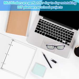 Mini Carpeta <span class=keywords><strong>de</strong></span> 3 Anillos <span class=keywords><strong>de</strong></span> 1/2 Pulgada, Compatible con Papel <span class=keywords><strong>de</strong></span> 5.5 x 8.5, Plástico Flexible, Tres Anillos Redondos, Carpeta Pequeña Azul A5, al por Mayor para la Escuela y la Oficina - Product Image 6