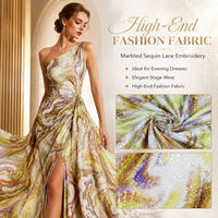Tissu Scintillant Brodé de Paillettes et Dentelle en Maille Imprimé Tie-Dye Écologique 2026 pour Robe de Soirée Femme, Personnalisable OEM, Échantillon Gratuit