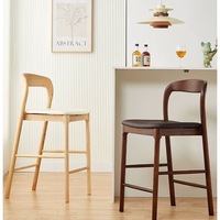 Tabouret de bar en bois de frêne massif nordique avec dossier, chaise de comptoir moderne et simple pour la maison et le bar