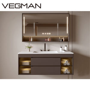 Lemari kamar mandi, Modern, untuk kamar mandi, Meja rias mewah, Set atas dengan cermin terpasang di dinding MDF - Product Image 2