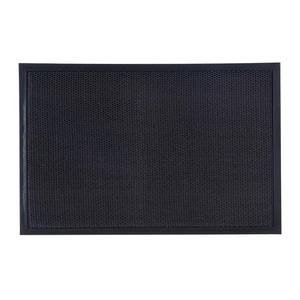 Alfombra rectangular de color negro sólido para puerta, alfombra de entrada antideslizante y gruesa para el hogar, material de fibra de poliéster - Product Image 4