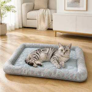 ZT Anchongda Tapis de couchage moderne et durable pour animaux de compagnie, en mousse, tissu Oxford et lin à carreaux, rectangulaire, pour chat et chien, tapis rafraîchissant d'été, nettoyage facile, coton - Product Image 1