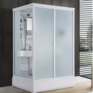 XNCP Hotel Project Overall Curved Fan Partition Glass Sliding Door Shower Enclosure Prefab Bathroom Unit For Toilets Bathrooms