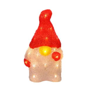 2021 new arrivals 28L warm white acrylic elf with red hat led christmas light for christmas decoration