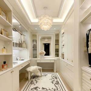 BALOM Luxury White Walk in Closet with Dressing <b>Table</b> Custom Bedroom Wardrobe OEM Factory for Villa - Product Image 1