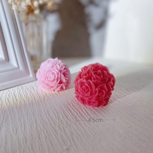 B-5228 3D सिलिकॉन मोल्ड हस्तनिर्मित गुलाब का फूल गेंद मोमबत्ती मोल्ड शादी की रस्म के लिए केक आभूषण Aromatherapy मोम ढालना शिल्प - Product Image 4