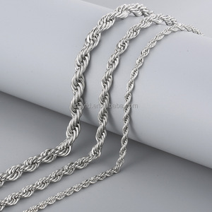 Venta al por mayor personalizado <span class=keywords><strong>14K</strong></span> 18K chapado en <span class=keywords><strong>oro</strong></span> collar <span class=keywords><strong>de</strong></span> <span class=keywords><strong>cadena</strong></span> a granel <span class=keywords><strong>de</strong></span> acero inoxidable trenzado <span class=keywords><strong>oro</strong></span> cuerda <span class=keywords><strong>cadena</strong></span> para hombres mujeres fabricación <span class=keywords><strong>de</strong></span> joyas - Product Image 2