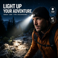 Lampe torche à clip en alliage d'aluminium ultra-lumineuse 1200LM, faisceau réglable, portée 125M, étanche IP65, rechargeable par USB, 2600mAh, pour situations d'urgence