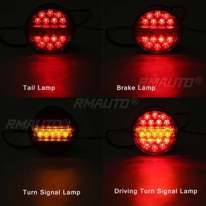 1X/2X/4X 25 LED 12V 24V Feu arrière universel pour voiture, feu stop, clignotant, feu de freinage rond, signalisation pour remorque, camion, caravane, fourgonnette, camionnette - Product Image 2