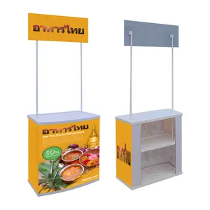 Supermarket Display Booth Table Easy-to-Install PP Promotion Counter with Iron Tube Support Stable   Superb Show Case