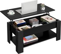 Table basse en bois relevable avec grand rangement dissimulé pour salon, table à manger en bois avec plateau relevable – Vente en gros