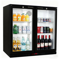 Réfrigérateur vertical commercial sous comptoir à double porte vitrée pour boissons, idéal pour les supermarchés et les épiceries, équipement de réfrigération pour boissons