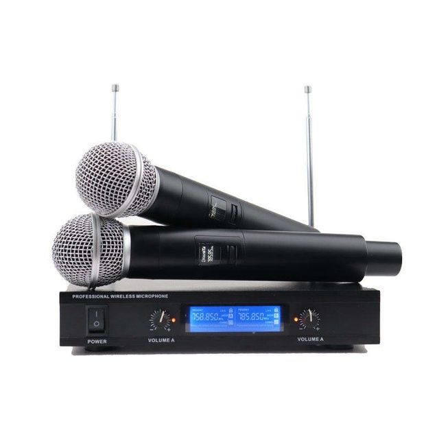 Professional Dual Channel UHF Wireless Microphone System Handheld Noise Cancelling Mic for Karaoke VHF Protocol