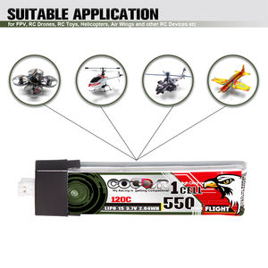 CODDAR RC batteria LiPo 1S 550MAH 3.7V 120C custodia rigida PH2.0 FPV Mini DroneHappy modello Mobula6 Mobula7 Snapper GEPRC Cinewhoop - Product Image 5