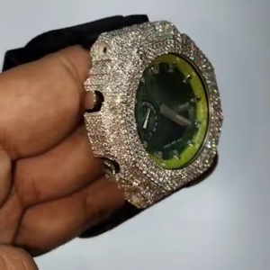 Reloj de pulsera estilo Hip Hop para hombre, con esfera negra y pavé de diamantes de moissanita, totalmente cubierto de piedras. - Product Image 4