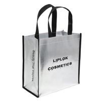 Sac de shopping non tissé durable et brillant argenté, sac fourre-tout doré au laser pour promotion et exposition