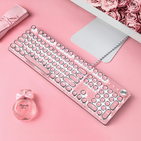 Ensemble de jeu mécanique filaire avec clavier et souris, pouces, rétro, Punk, interrupteurs bleu, USB, pour PC portable, ordinateur de bureau