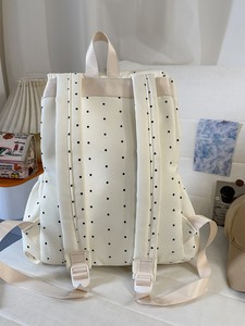 Sac à dos léger vintage à pois avec fermeture éclair en polyester, bretelles arquées pour femmes, <span class=keywords><strong>écolières</strong></span>, navetteuses, sac de voyage de jour - Product Image 3