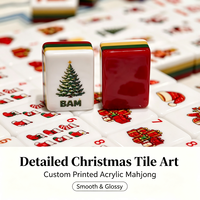 Jeu de Mahjong américain en acrylique de qualité supérieure, 160 pièces, design de Noël, jeu de tuiles de Mahjong, jeu de société familial pour les fêtes, cadeau