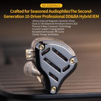 Auriculares Intrauditivos Híbridos Fone KZ ZS10 Pro 2 1DD+4BA con Cable, 4 Interruptores de Ajuste, Tecnología de Crossover de 3 Vías, Auriculares IEM de Alta Fidelidad